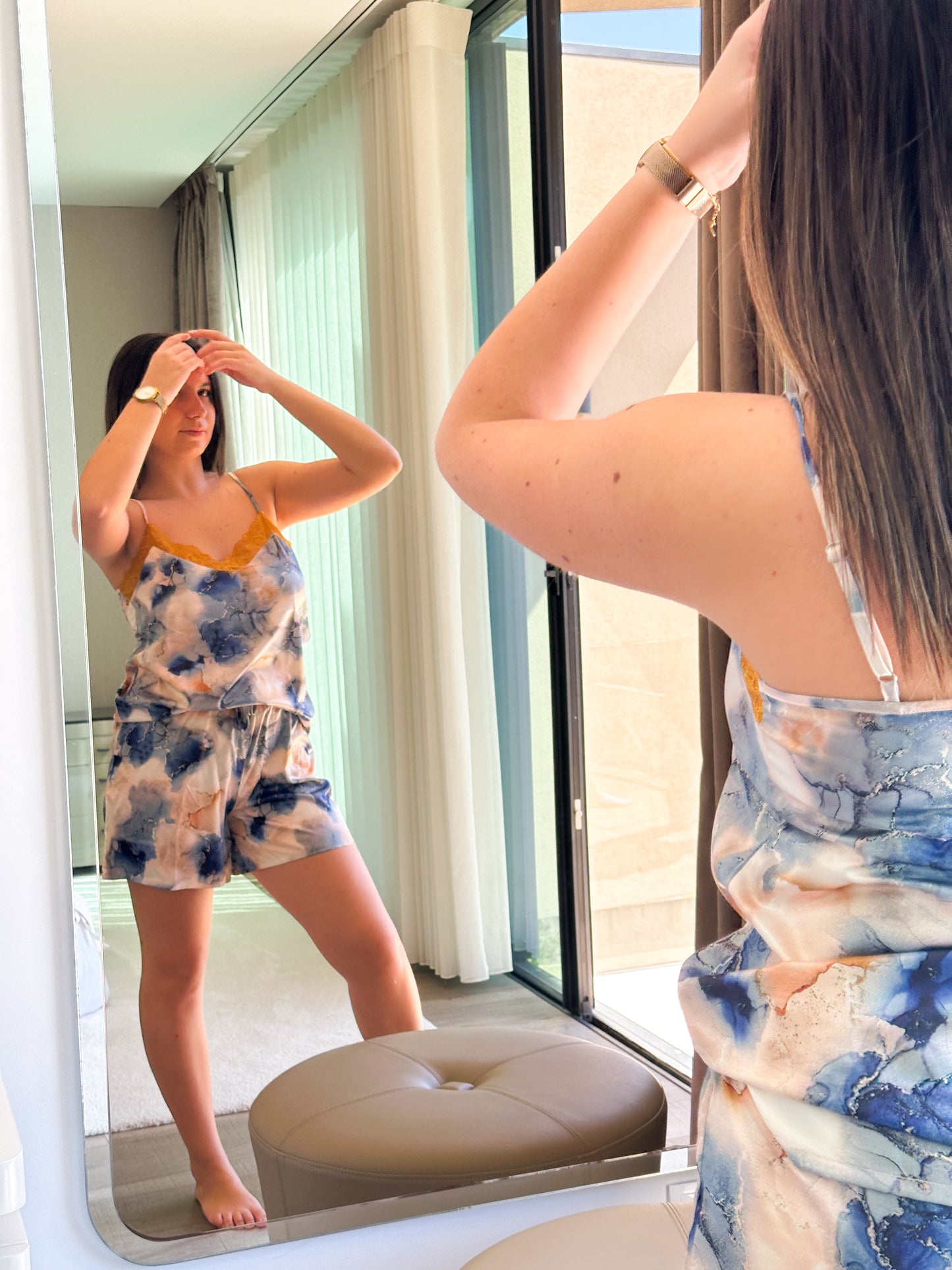 Pijama Calção Serenidade Dourada - Edição Limitada